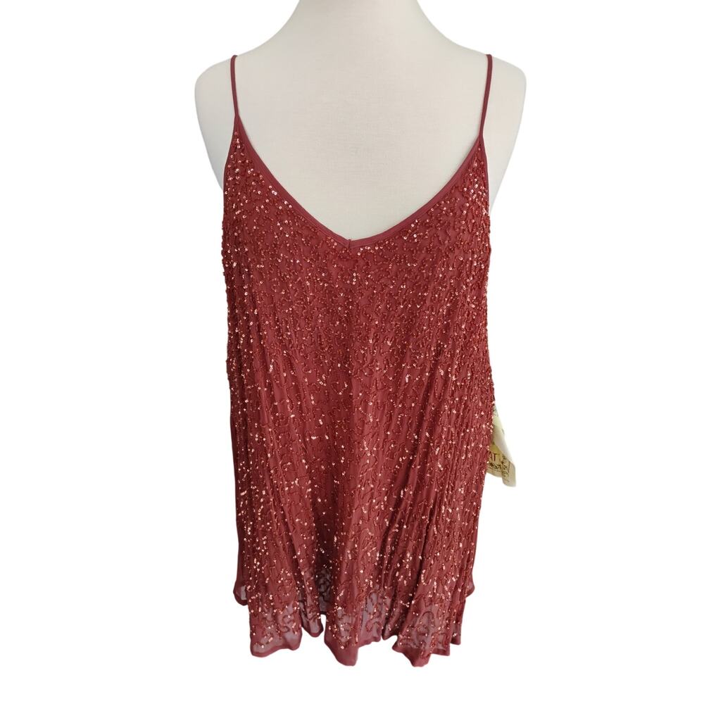 Aratta Silent Journey NEW Hand-Beaded & Sequin Spaghetti Strap Cami XL FAIRYCORE